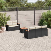 6-dijelni set vrtnih sofa s jastucima crni od poliratana Crna 61.5 x 62 x 69 cm