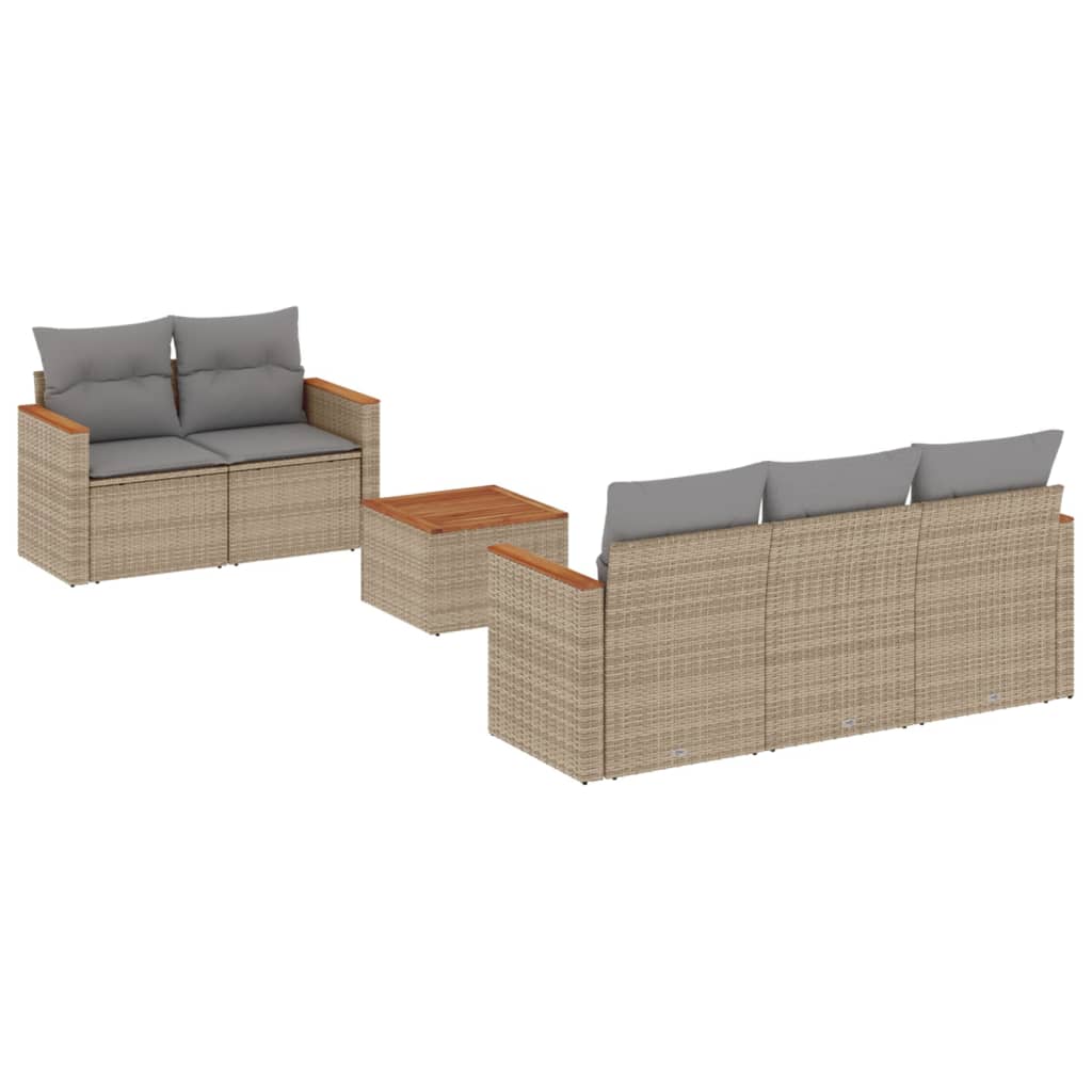 6-dijelni set vrtnih sofa s jastucima bež od poliratana 61.5 x 62 x 69 cm