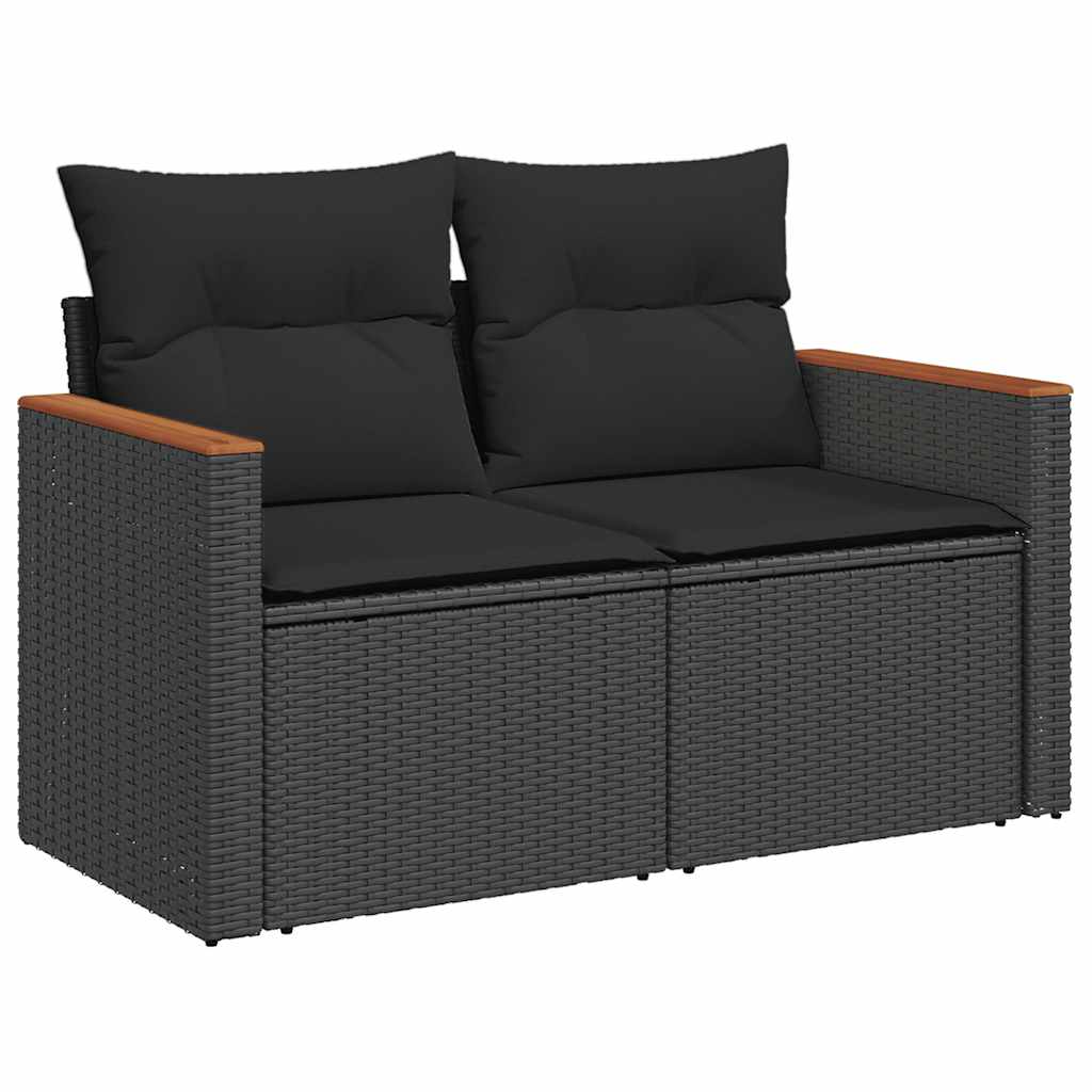 7-dijelni set vrtnih sofa od poliratana s jastucima crni Crna 61 x 62 x 69 cm