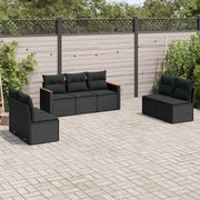 7-dijelni set vrtnih sofa od poliratana s jastucima crni Black