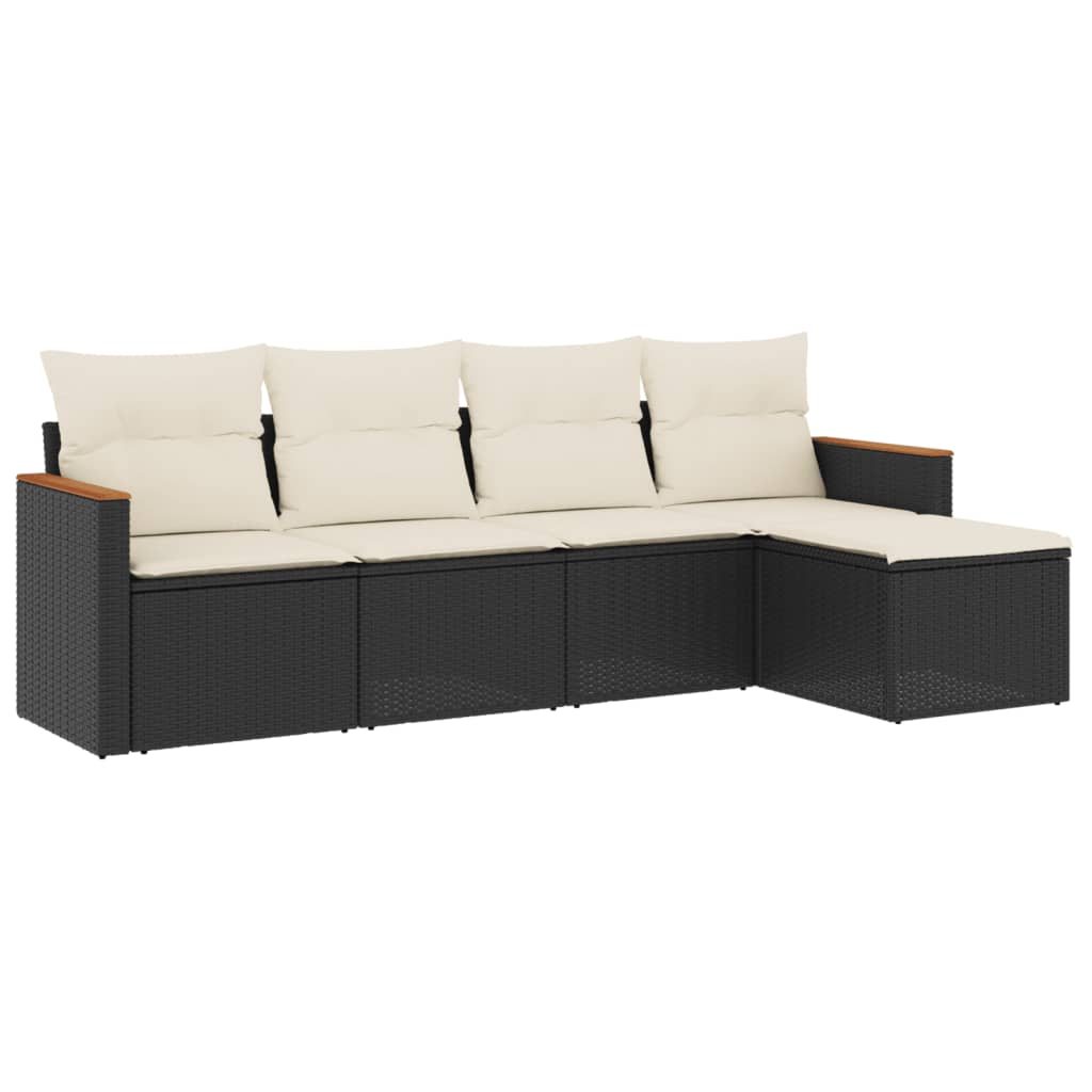 5-dijelna vrtna garnitura od poliratana s jastucima crna 61.5 x 62 x 69 cm