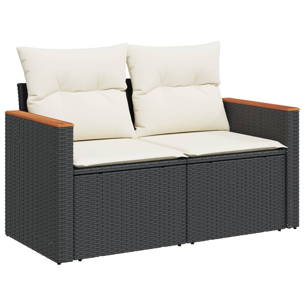 5-dijelna vrtna garnitura od poliratana s jastucima crna 61.5 x 62 x 69 cm