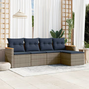 Vrtni set od 5 dijelova s jastucima, sivi poliratan Grey and blue