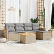 6-dijelni set vrtnih sofa s jastucima bež od poliratana 61.5 x 62 x 69 cm