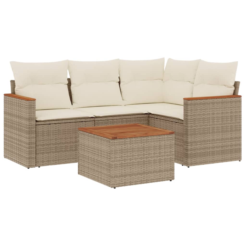 5-dijelni vrtni set sofa s jastucima bež od poliratana 62 x 62 x 69 cm