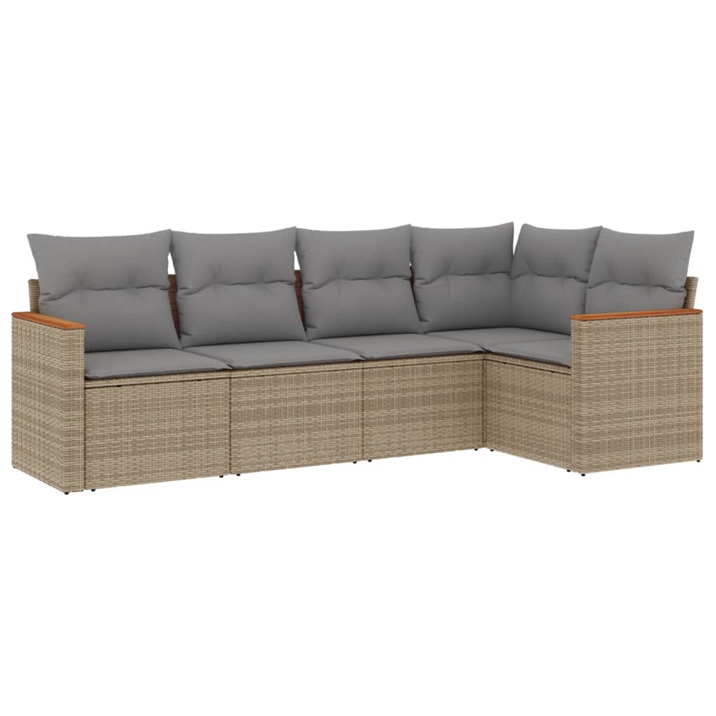 5-dijelni set vrtnih sofa s jastucima bež od poliratana