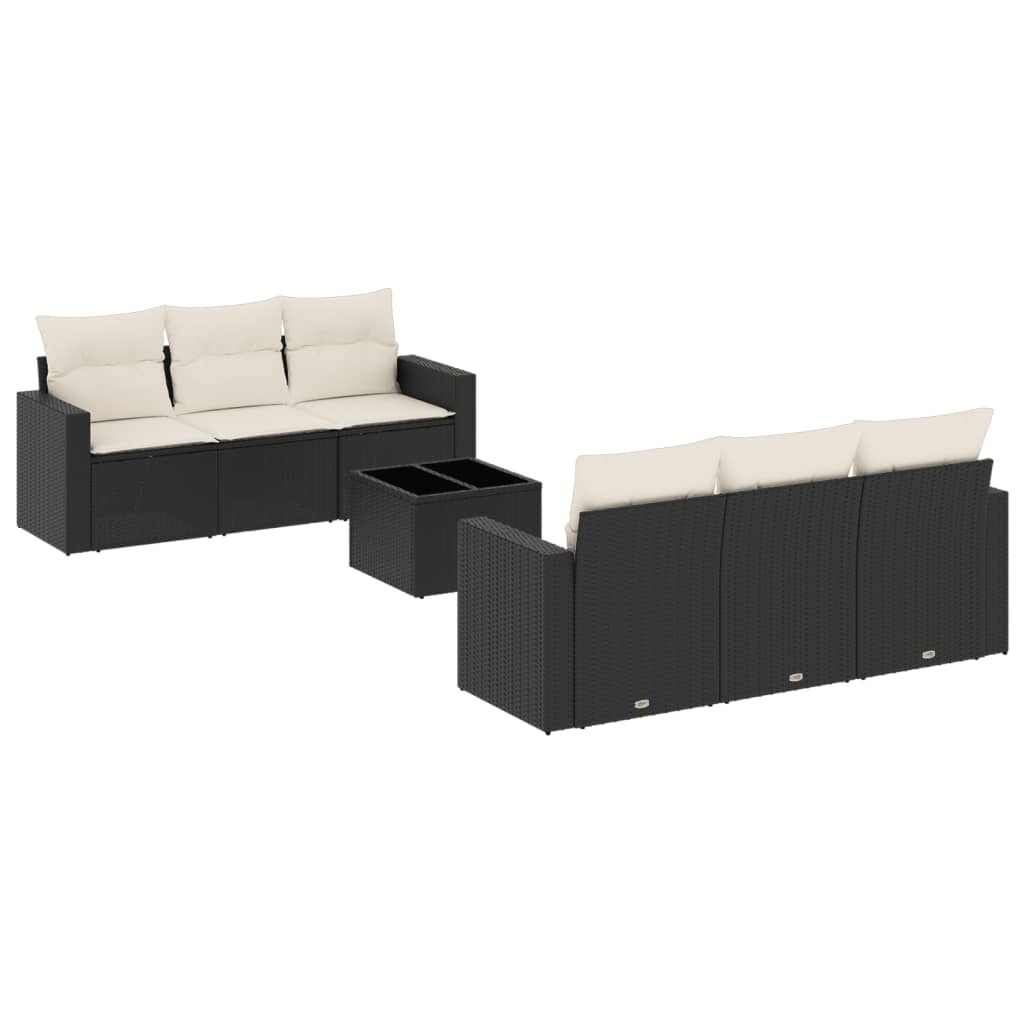 7-dijelni set vrtnih sofa od poliratana s jastucima crni Crna 65.5 x 62 x 69 cm