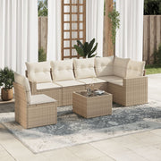 7-dijelni set vrtnih sofa od poliratana s jastucima bež 65.5 x 62 x 69 cm