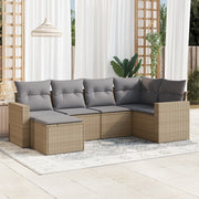 6-dijelni set vrtnih sofa s jastucima bež od poliratana 65.5 x 62 x 69 cm