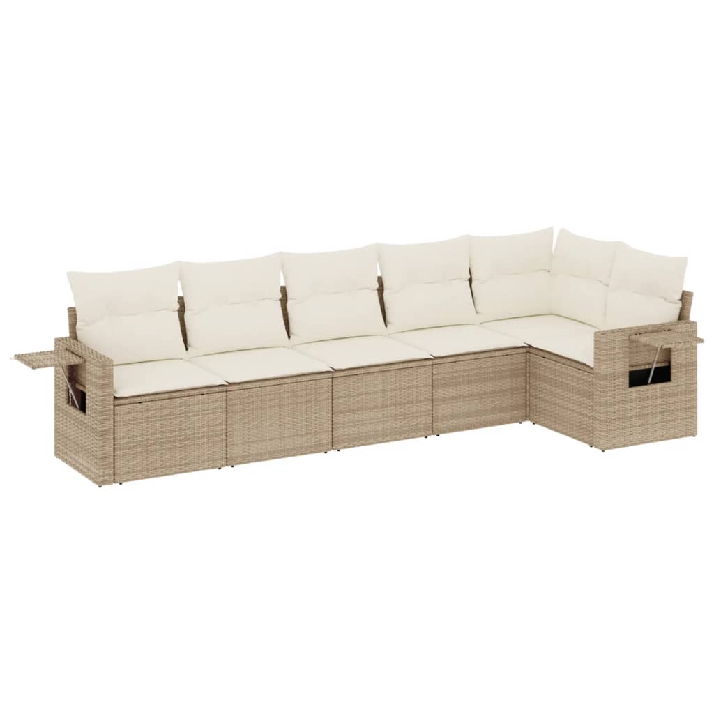 6-dijelni set vrtnih sofa s jastucima bež od poliratana 62 x 62 x 69 cm