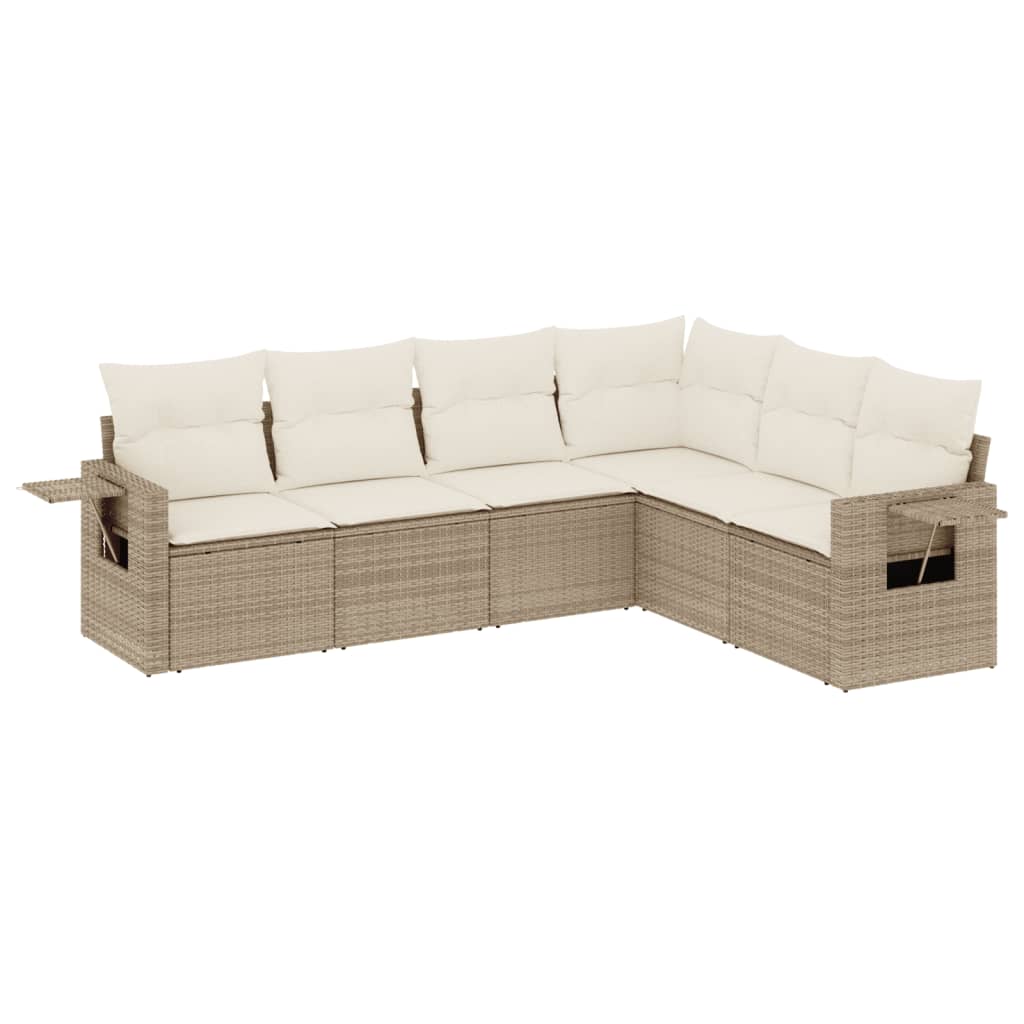 6-dijelni set vrtnih sofa s jastucima bež od poliratana 62 x 62 x 69 cm