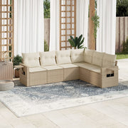 6-dijelni set vrtnih sofa s jastucima bež od poliratana 62 x 62 x 69 cm