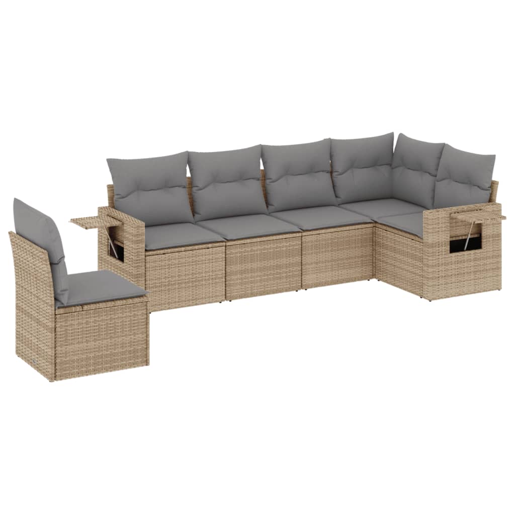6-dijelni set vrtnih sofa s jastucima bež od poliratana 62 x 62 x 69 cm