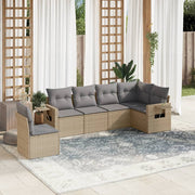 6-dijelni set vrtnih sofa s jastucima bež od poliratana 62 x 62 x 69 cm