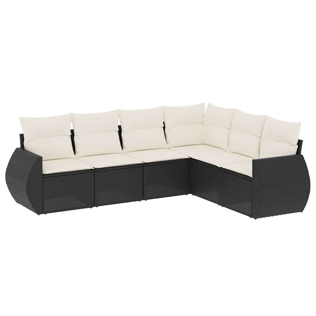 6-dijelni set vrtnih sofa s jastucima crni od poliratana Crna 71 x 62 x 69 cm