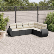 6-dijelni set vrtnih sofa s jastucima crni od poliratana Crna 71 x 62 x 69 cm