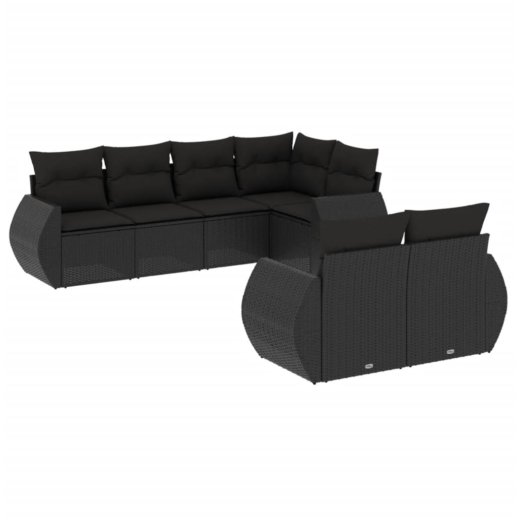 7-dijelni set vrtnih sofa od poliratana s jastucima crni Crna 70 x 62 x 69 cm