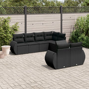 7-dijelni set vrtnih sofa od poliratana s jastucima crni Crna 70 x 62 x 69 cm