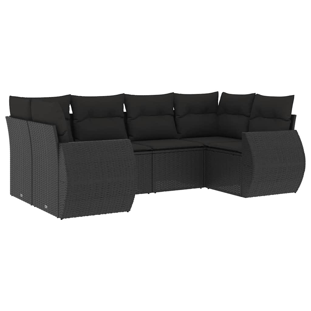 6-dijelni set vrtnih sofa s jastucima crni od poliratana Crna 71 x 62 x 69 cm