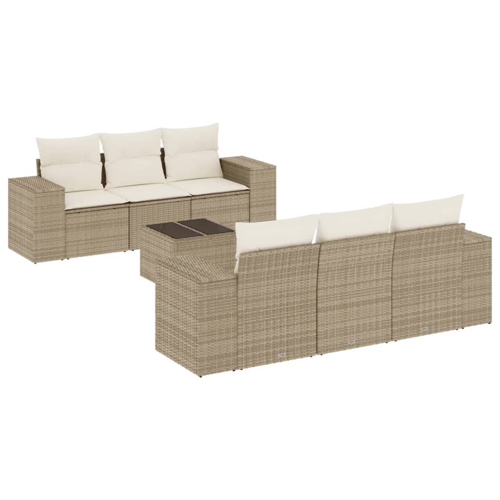 7-dijelni set vrtnih sofa od poliratana s jastucima bež 83 x 62 x 69 cm