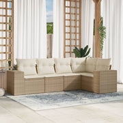 5-dijelni vrtni set sofa s jastucima bež od poliratana 83 x 62 x 69 cm