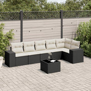 7-dijelni set vrtnih sofa od poliratana s jastucima crni Crna 83 x 62 x 69 cm
