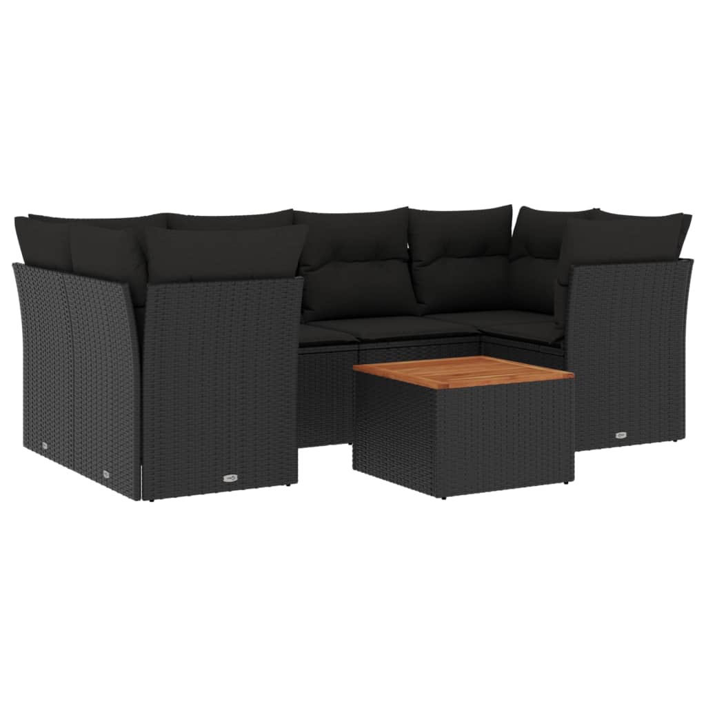 7-dijelni set vrtnih sofa od poliratana s jastucima crni Crna 62 x 62 x 69 cm
