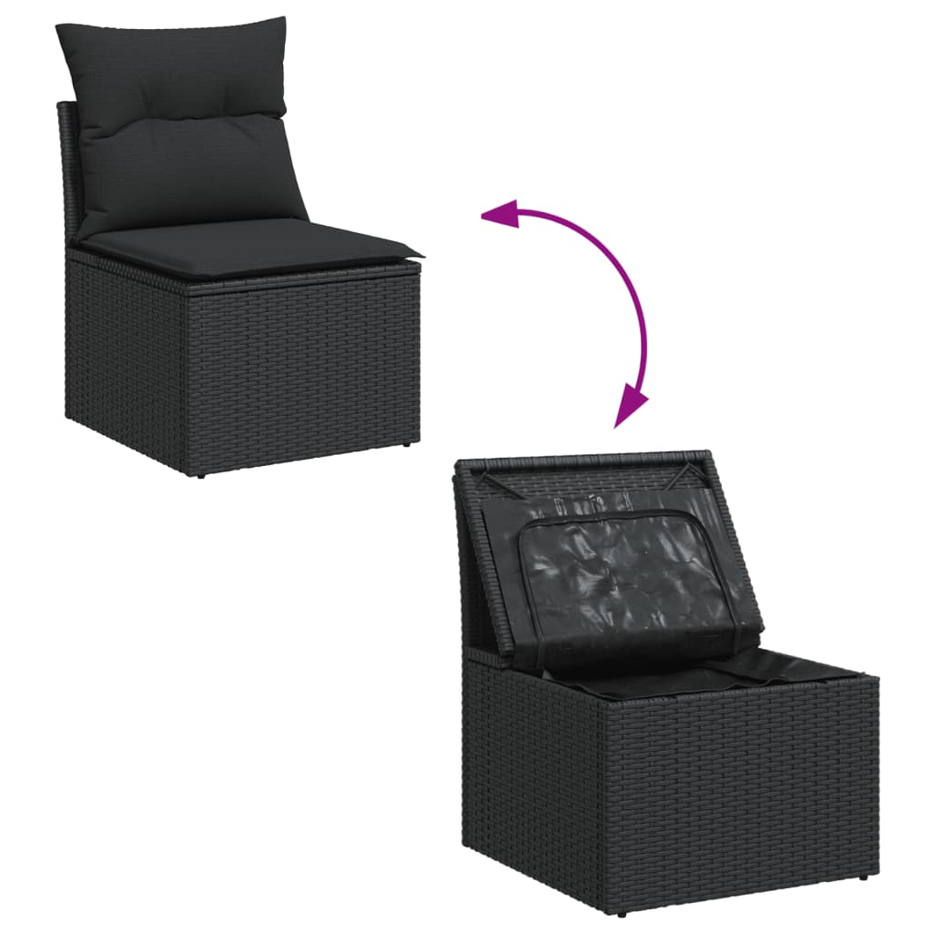 7-dijelni set vrtnih sofa od poliratana s jastucima crni Crna 62 x 62 x 69 cm