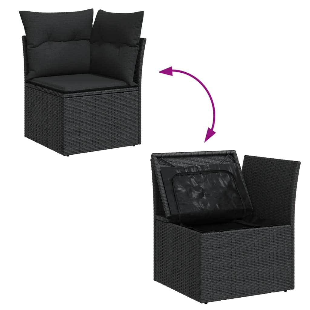 7-dijelni set vrtnih sofa od poliratana s jastucima crni Crna 62 x 62 x 69 cm
