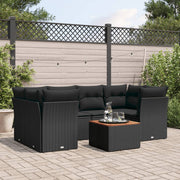7-dijelni set vrtnih sofa od poliratana s jastucima crni Crna 62 x 62 x 69 cm
