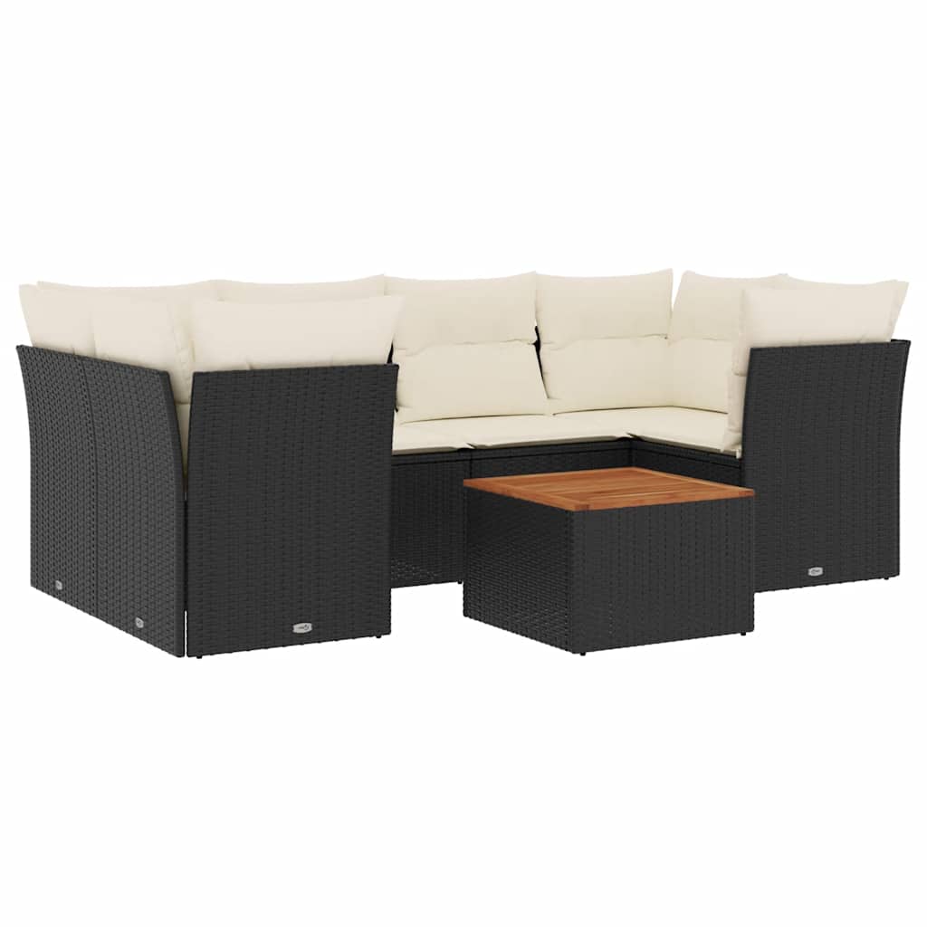 7-dijelni set vrtnih sofa od poliratana s jastucima crni Crna 62 x 62 x 69 cm