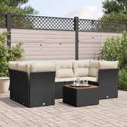 7-dijelni set vrtnih sofa od poliratana s jastucima crni Crna 62 x 62 x 69 cm