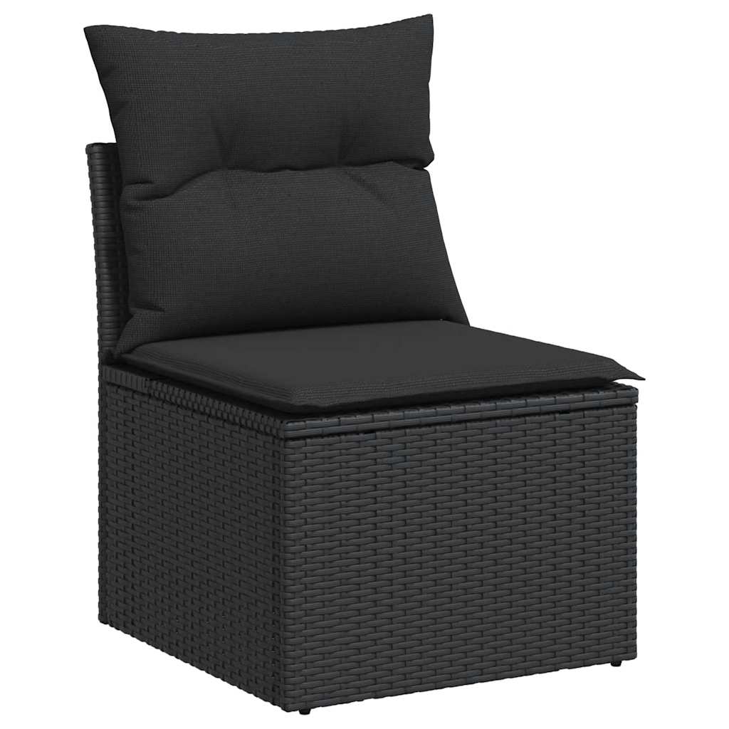 6-dijelni set vrtnih sofa s jastucima crni od poliratana Crna 62 x 62 x 69 cm