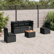 6-dijelni set vrtnih sofa s jastucima crni od poliratana Crna 62 x 62 x 69 cm