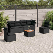 7-dijelni set vrtnih sofa od poliratana s jastucima crni Crna 62 x 62 x 69 cm