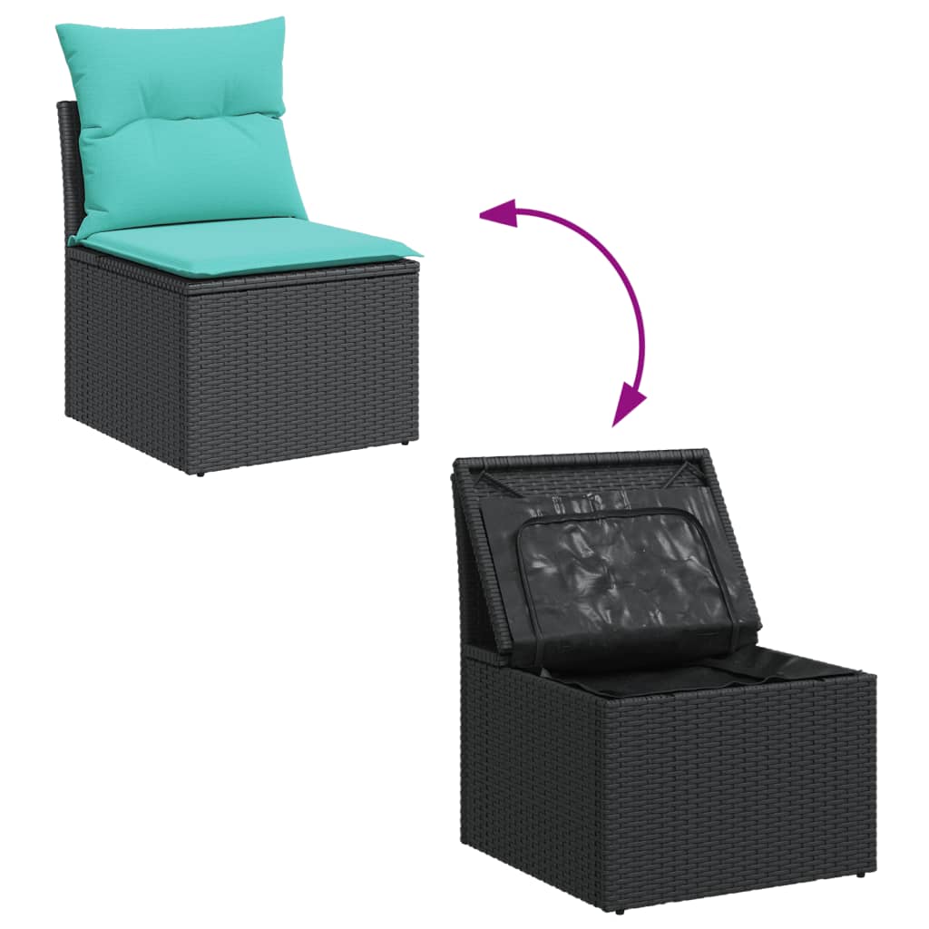 7-dijelni set vrtnih sofa od poliratana s jastucima crni Crna 62 x 62 x 69 cm