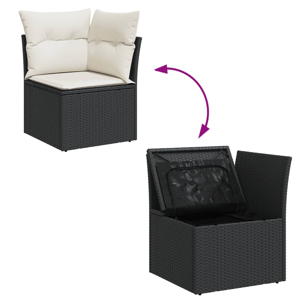 6-dijelni set vrtnih sofa s jastucima crni od poliratana Crna 62 x 62 x 69 cm