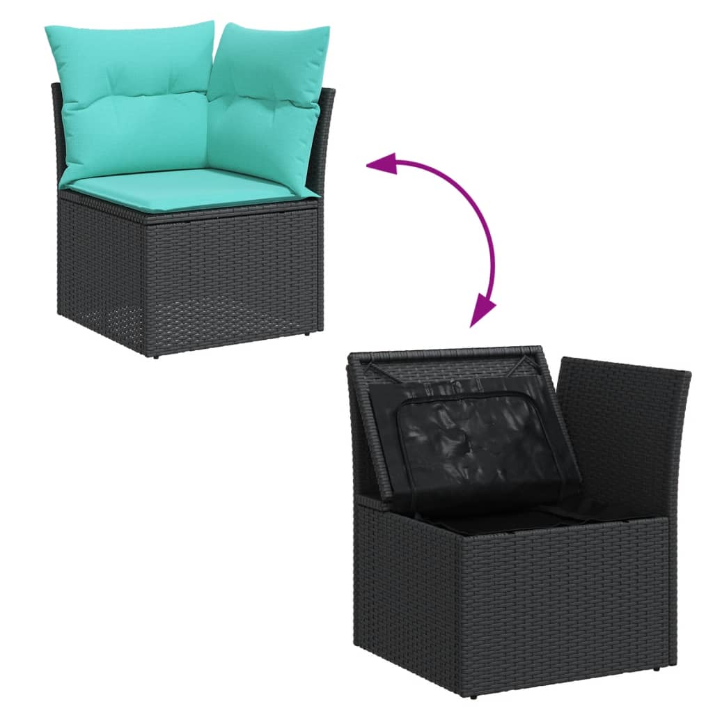 11-dijelni set vrtnih sofa od poliratana s jastucima crni Crna 62 x 62 x 69 cm