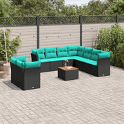 11-dijelni set vrtnih sofa od poliratana s jastucima crni Crna 62 x 62 x 69 cm