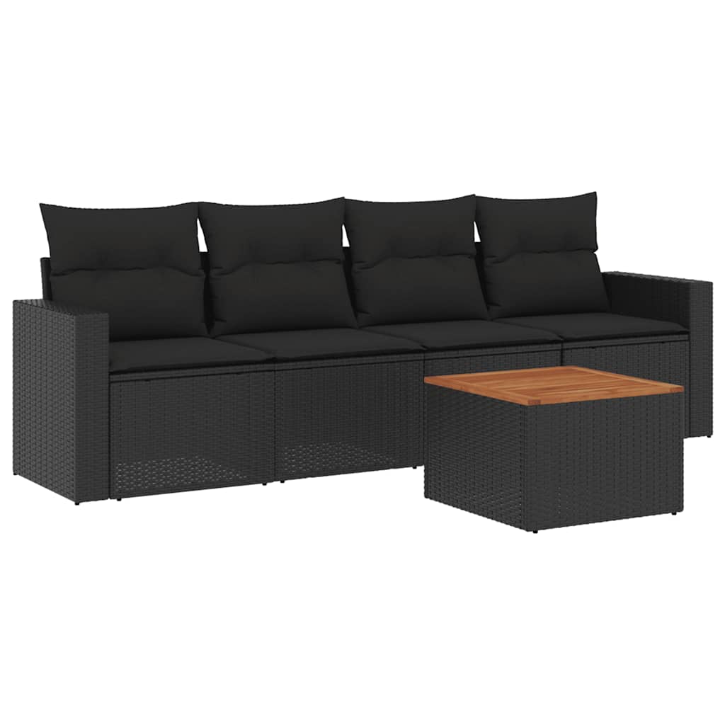 5-dijelna vrtna garnitura od poliratana s jastucima crna 66 x 62 x 69 cm