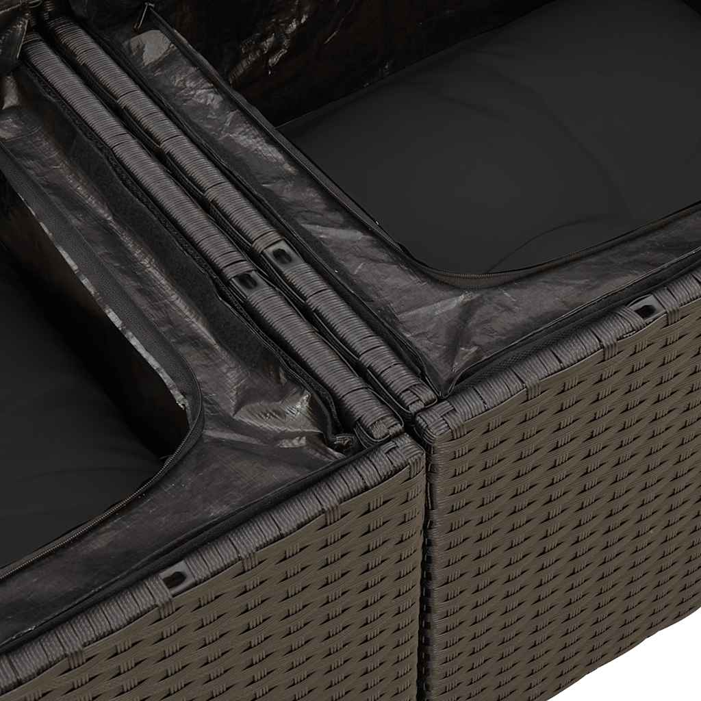 5-dijelna vrtna garnitura od poliratana s jastucima crna 66 x 62 x 69 cm