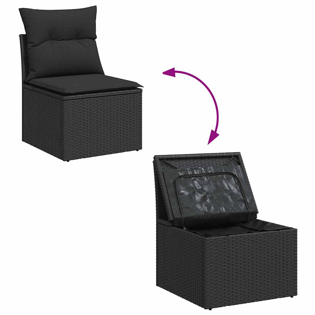 5-dijelna vrtna garnitura od poliratana s jastucima crna 66 x 62 x 69 cm