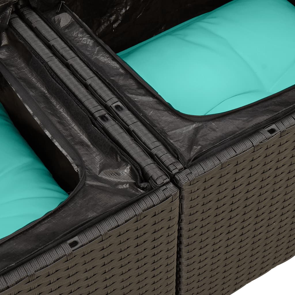 5-dijelni set vrtnih sofa od poliratana s jastucima crni