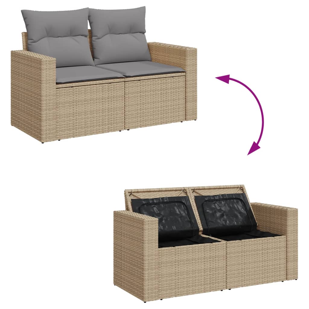 5-dijelni set vrtnih sofa s jastucima bež od poliratana