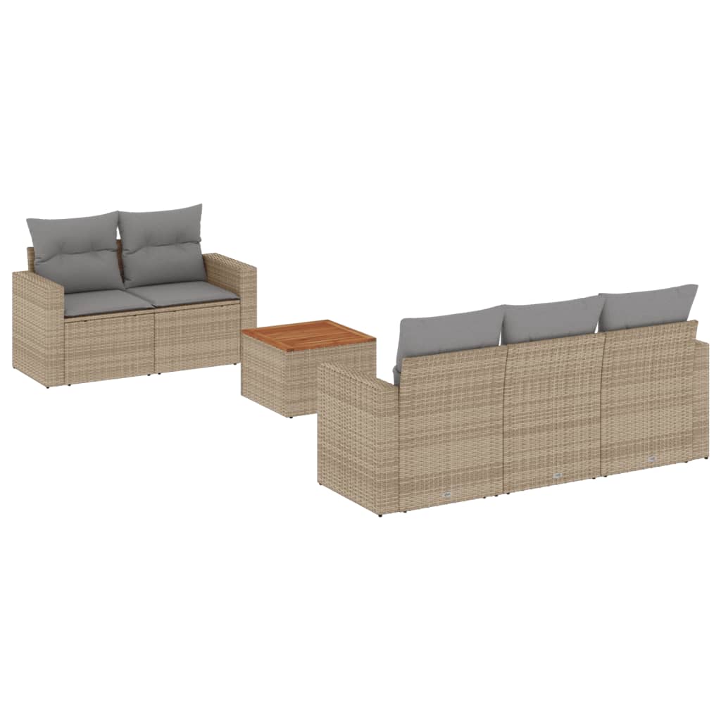 6-dijelni set vrtnih sofa s jastucima bež od poliratana 66 x 62 x 69 cm