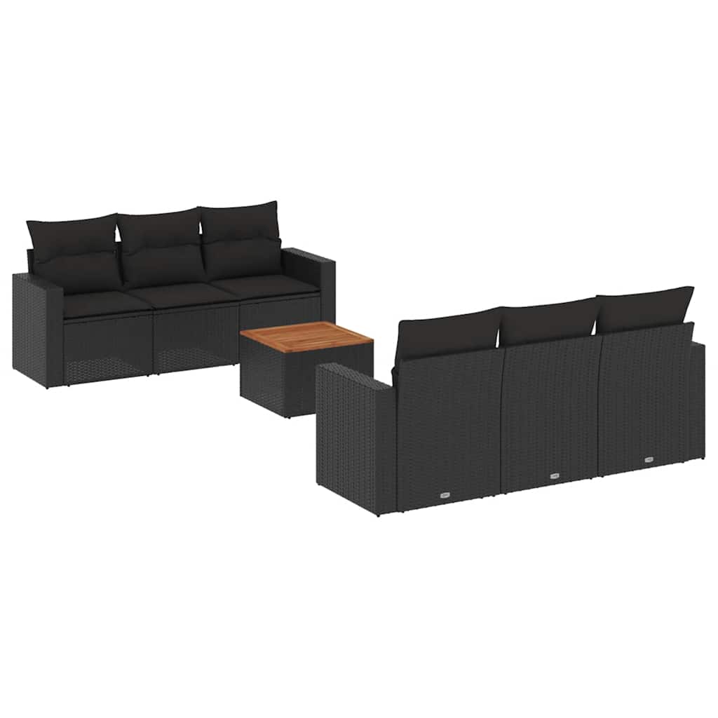 7-dijelni set vrtnih sofa od poliratana s jastucima crni Crna 66 x 62 x 69 cm