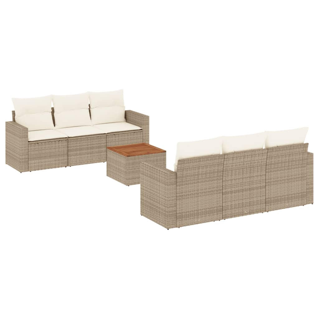 7-dijelni set vrtnih sofa od poliratana s jastucima bež 66 x 62 x 69 cm