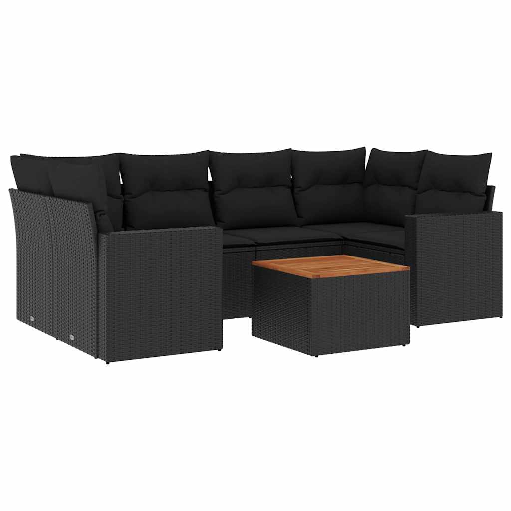 7-dijelni set vrtnih sofa od poliratana s jastucima crni Crna 66 x 62 x 69 cm