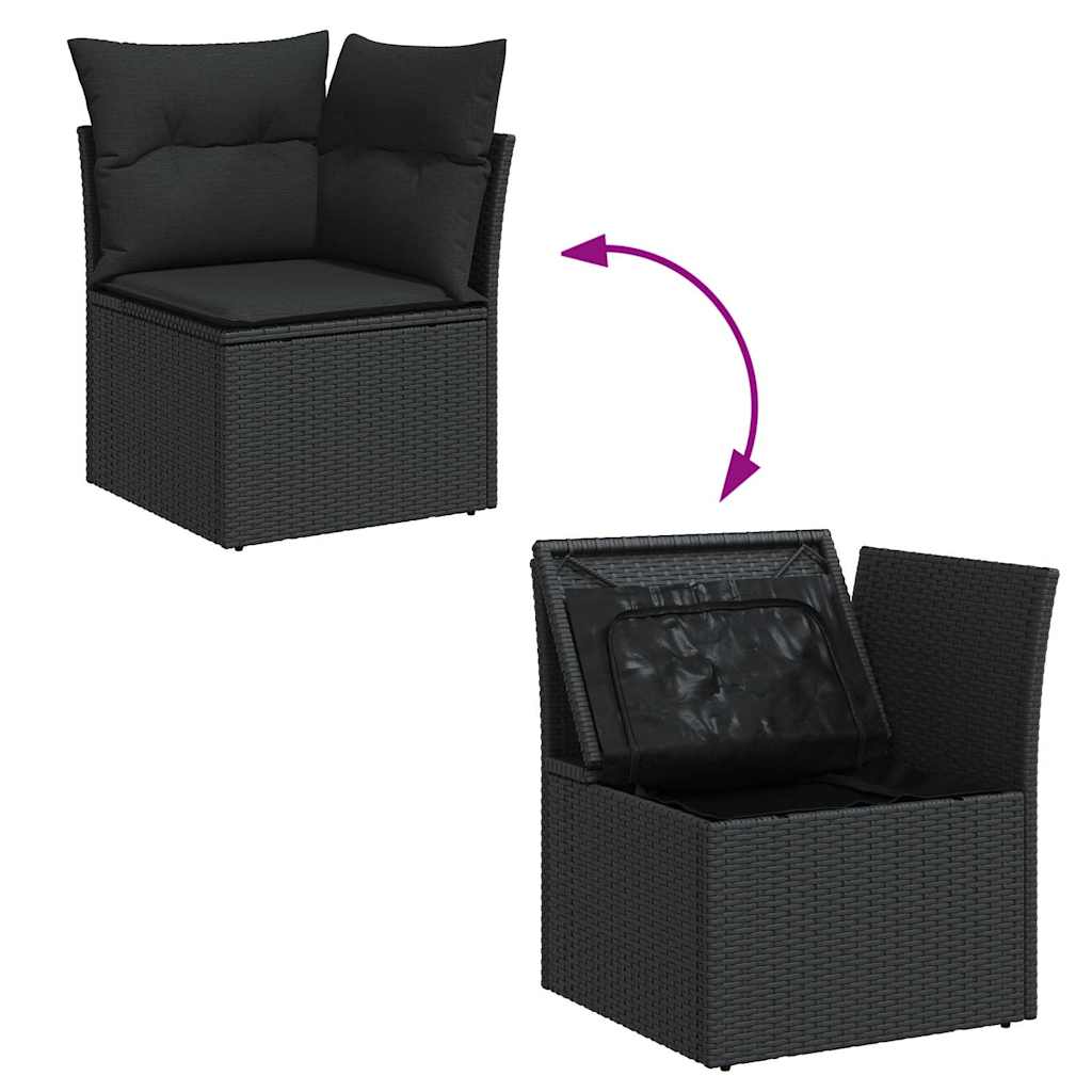 7-dijelni set vrtnih sofa od poliratana s jastucima crni Crna 66 x 62 x 69 cm