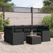 7-dijelni set vrtnih sofa od poliratana s jastucima crni Crna 66 x 62 x 69 cm